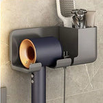 porte sèche cheveux mural rangement étagère moderne adhésif sèche cheveux lisseur brosse crème rasoir