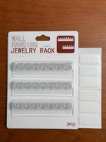 présentoir bijoux transparent adhésif moderne crochets rangement mur bagues boucles d'oreilles colliers