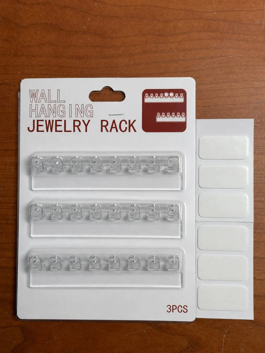 présentoir bijoux transparent adhésif moderne crochets rangement mur bagues boucles d'oreilles colliers