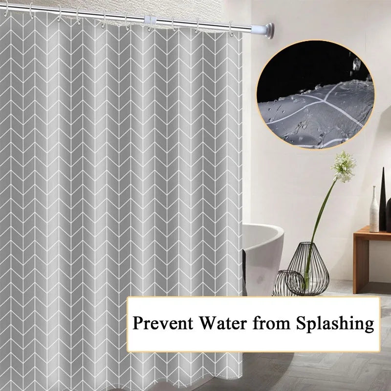 rideau douche gris moderne plissé imperméable crochets tringle rideaux minimaliste non transparent