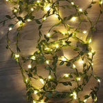 guirlande lumineuse feuilles vertes décoration extérieure noël mariage jardin led auto adhesive