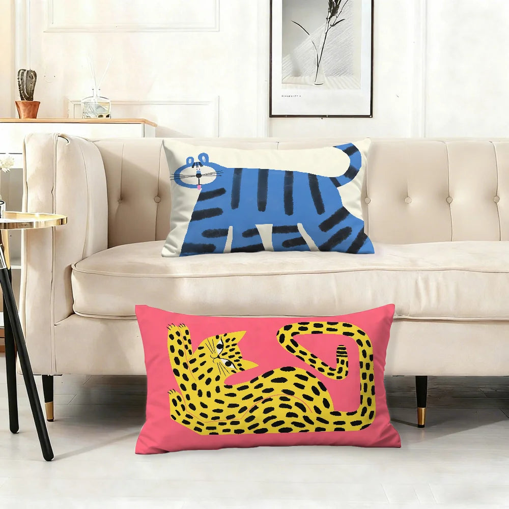 taies d'oreiller animaux nordiques moderne bleu léopard jaune non toxique coton polyester 30x50CM 40x60CM
