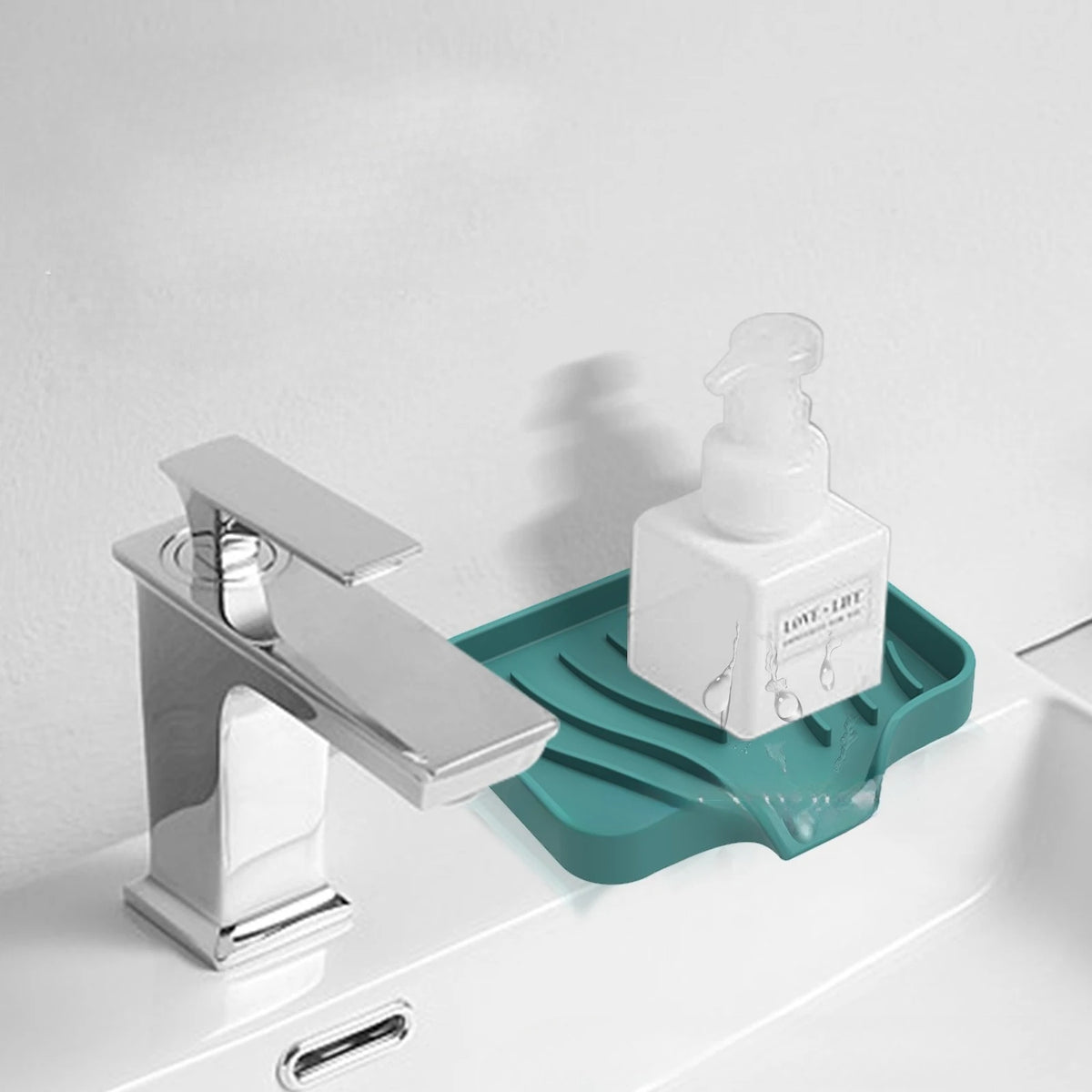support savon silicone rayures ondulées moderne adhésif sans perçage vert gris rose blanc noir