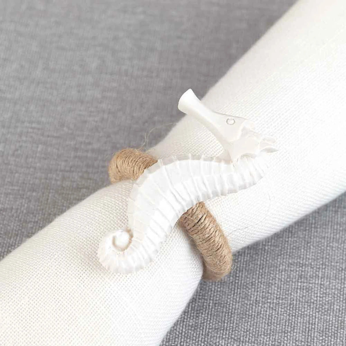 anneaux serviettes étoiles mer coquillage hippocampe blanc décoration marine clips