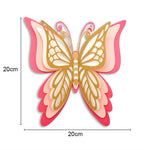autocollant mur papillon 3d relief artisanal rose blanc doré maison festival mariage