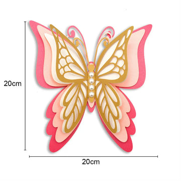 autocollant mur papillon 3d relief artisanal rose blanc doré maison festival mariage