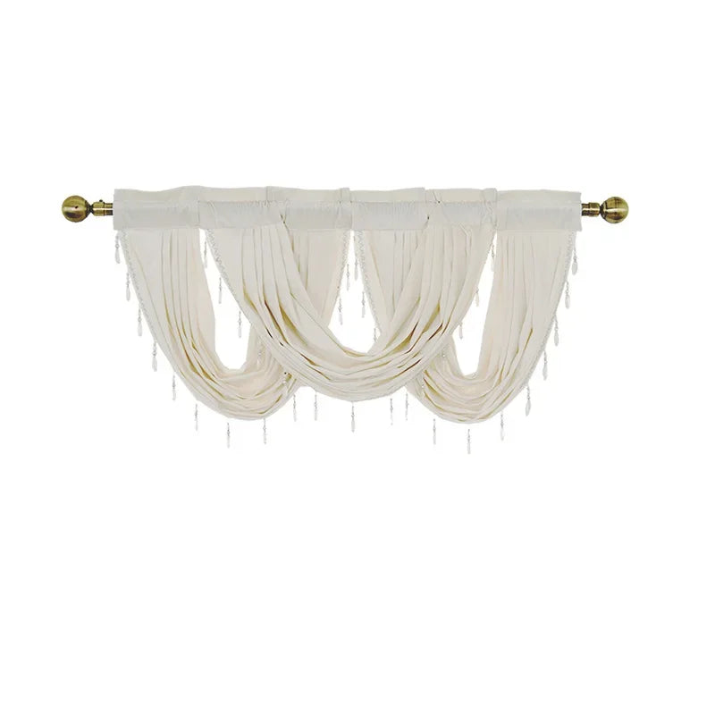 rideau élégant rose clair gris soie opacité fenêtre tulle inclusion franges
