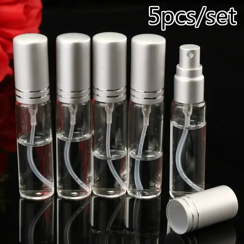 spray verre transparent argenté moderne minimaliste 10ml bouteille rechargeable cosmétique parfum liquide tonique