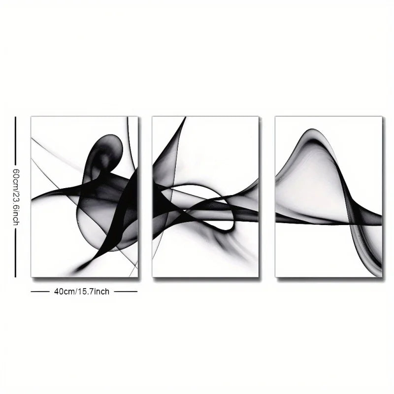tableaux abstraits modernes noir blanc fluides salon chambre