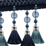 franges perlées bicolores tissu décoratif rideau bordure élégante tressées turquoise bleu rose