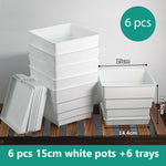 Pots succulentes blancs moderne rainures verticales drainage aération 10cm 12cm 15cm