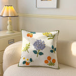 taie d'oreiller carrée fleur motif moderne polyester coton 45x45cm blanc