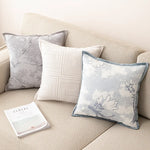 housse coussin carrée jacquard motif floral vert beige gris décoration salon chambre moderne chic