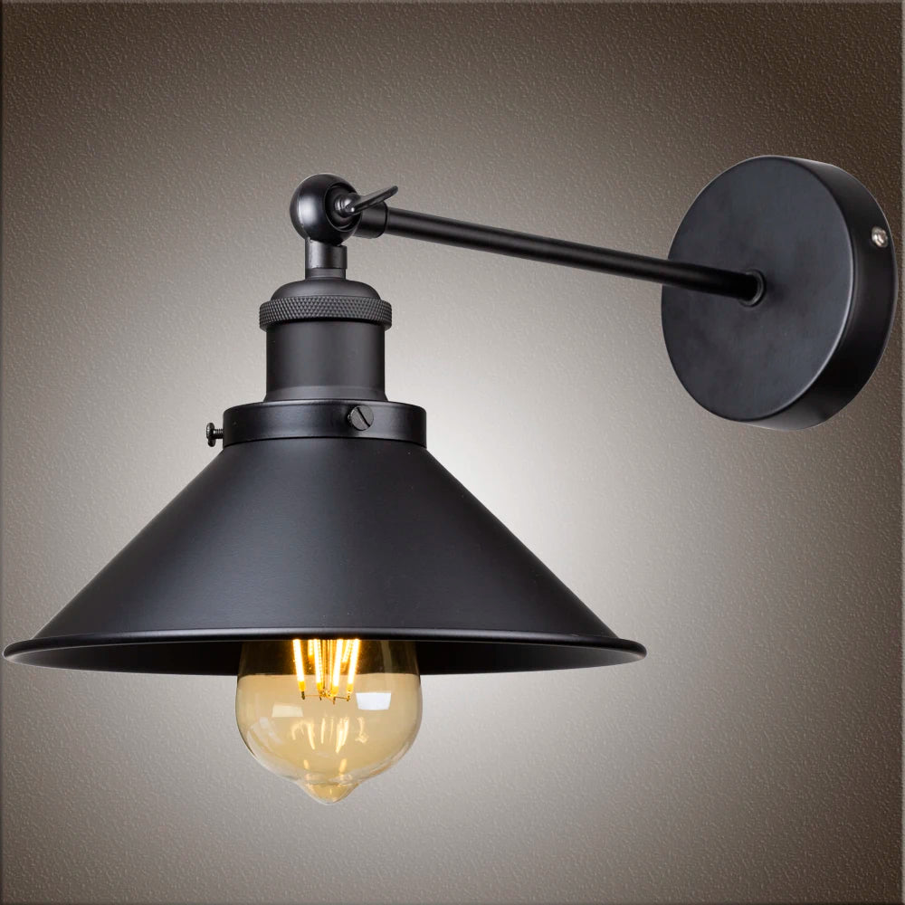 lampe murale industrielle noire réglable vintage E27 flux lumineux étude chambre salon