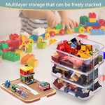 boîtes rangement empilables transparentes multicolores blocs construction clips fixations moderne jouets enfants