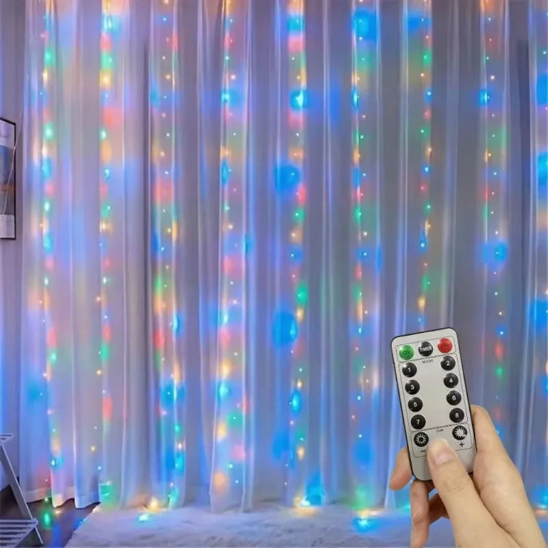 rideau lumineux blanc multicolore modes télécommande transparent moderne vacances chambre noël