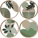 décorations murales bois vert feuilles géométriques abstraites moderne bohème chambre salon