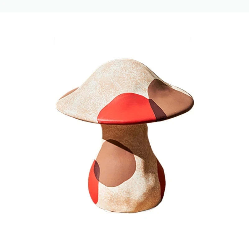 décoration moderne figurines champignons rayures abstraites couleurs variées beige rouge marron