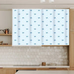 rideau cuisine moderne rayures rubans cerises coeurs blanc rouge bleuclair transparent opacité