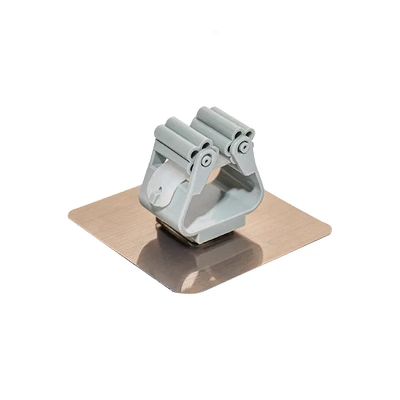 clips fixation adhésifs modernes balais ustensiles cuisine bleu gris blanc pratiques