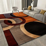 tapis moderne motifs géométriques marron beige noir orange salon chambre durable