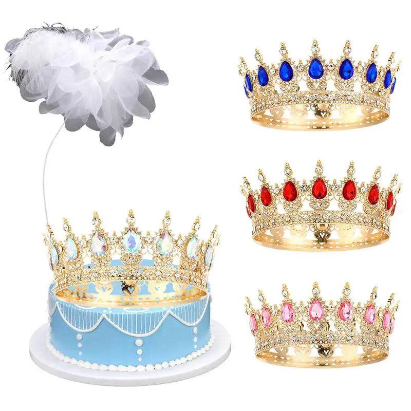 décoration gâteau couronne strass or bleu rouge rose vert élégante adhésive anniversaire fille festive
