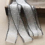 ruban dentelle points noir blanc bordure dentelée transparent décoratif couture bouquets emballage cadeau