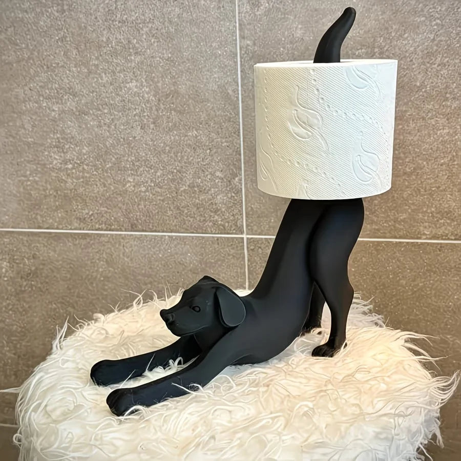 porte rouleaux papier toilette forme lion noir texturé moderne salle bain décoration animalière