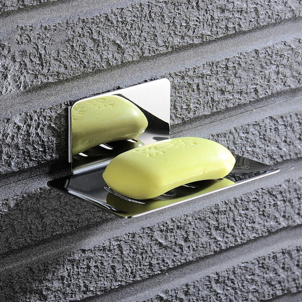 porte savon mural adhésif argenté moderne savon noir vert minimaliste support douche salle bain