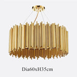 suspension lumineuse moderne dorée tubes horizontaux acier inoxydable led 60w 110v 220v chambre salon