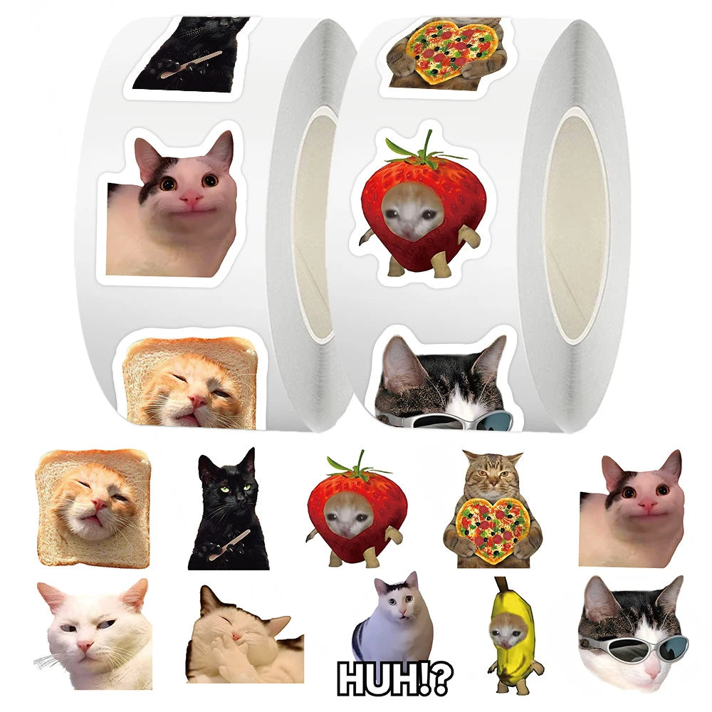 sticker autocollant chat humoristique mignon récompense scolaire décoration classe enfants 500 pièces multicolore