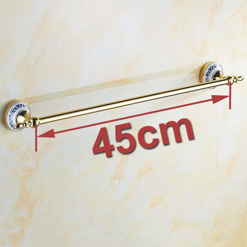accessoires salle bain doré motifs floraux classique serviette papier toilette savon fixations murales ensemble