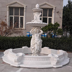 fontaine d'eau marbre noire blanche ornements floraux classique baroque jardinextérieur decoration handcarved polishedsurface