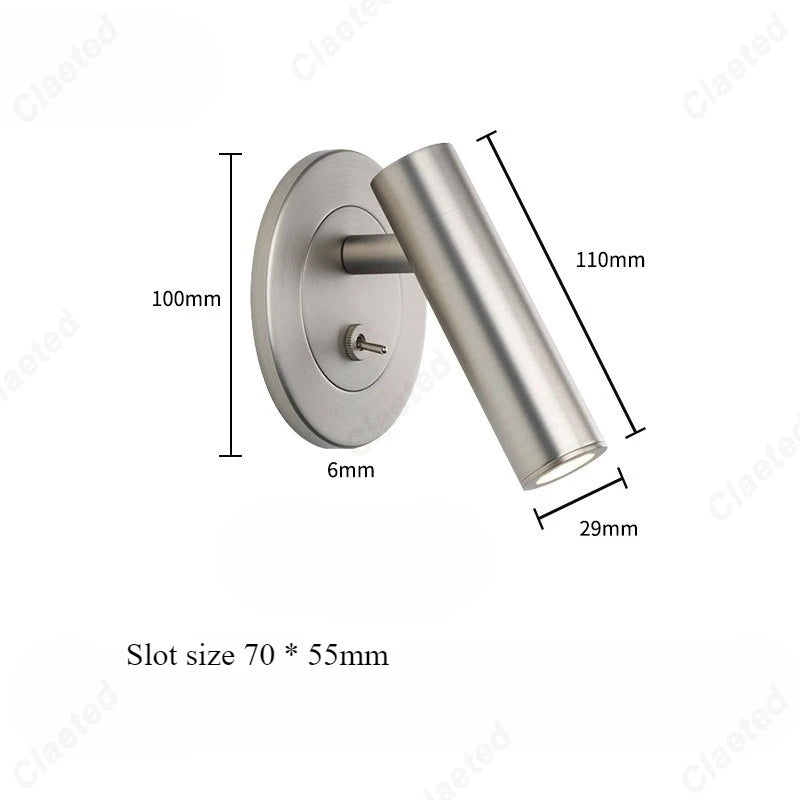 lampe murale moderne bronze lisse éclairage chambre étude interrupteur rotatif led 249lm 90260v