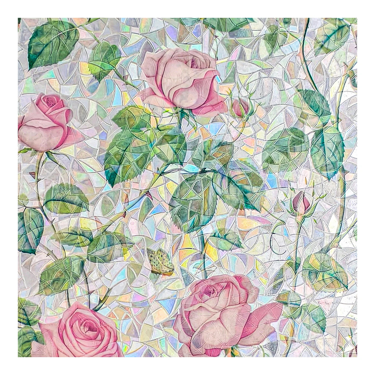 film confidentialité fenêtre multicolore floral adhésif moderne décoratif semi opaque vert bleu rose blanc