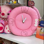 horloge murale moderne rose argentée tissu brodé salon décoration aiguilles boutons adhésif