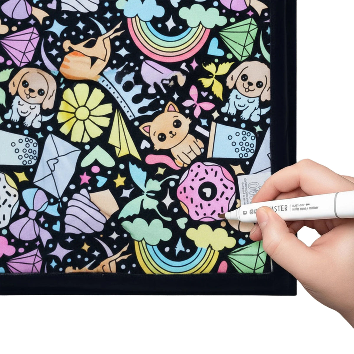 couverture colorier motif animal géométrique moderne 24 marqueurs acryliques 150x125cm