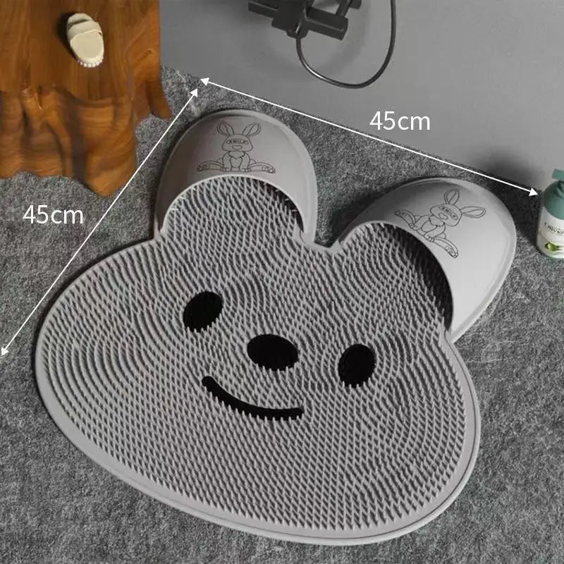 tapis bain blanc rose souriant oreilles lapin adhésif douche moderne
