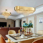 lustre doré cristal transparent moderne élégant suspension cristal chambre salon