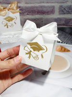 boîtes cadeaux blanc rouge ruban satiné graduation cap classique 100 pièces opaques festives anniversaire