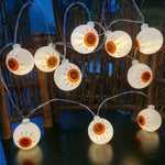 guirlande lumineuse halloween orange blanc noir citrouilles fantômes yeux chats squelettes 3v led piles