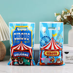 sacs fête thème cirque animaux ballons étoiles dorées poignée détachable multicolore anniversaire baby shower