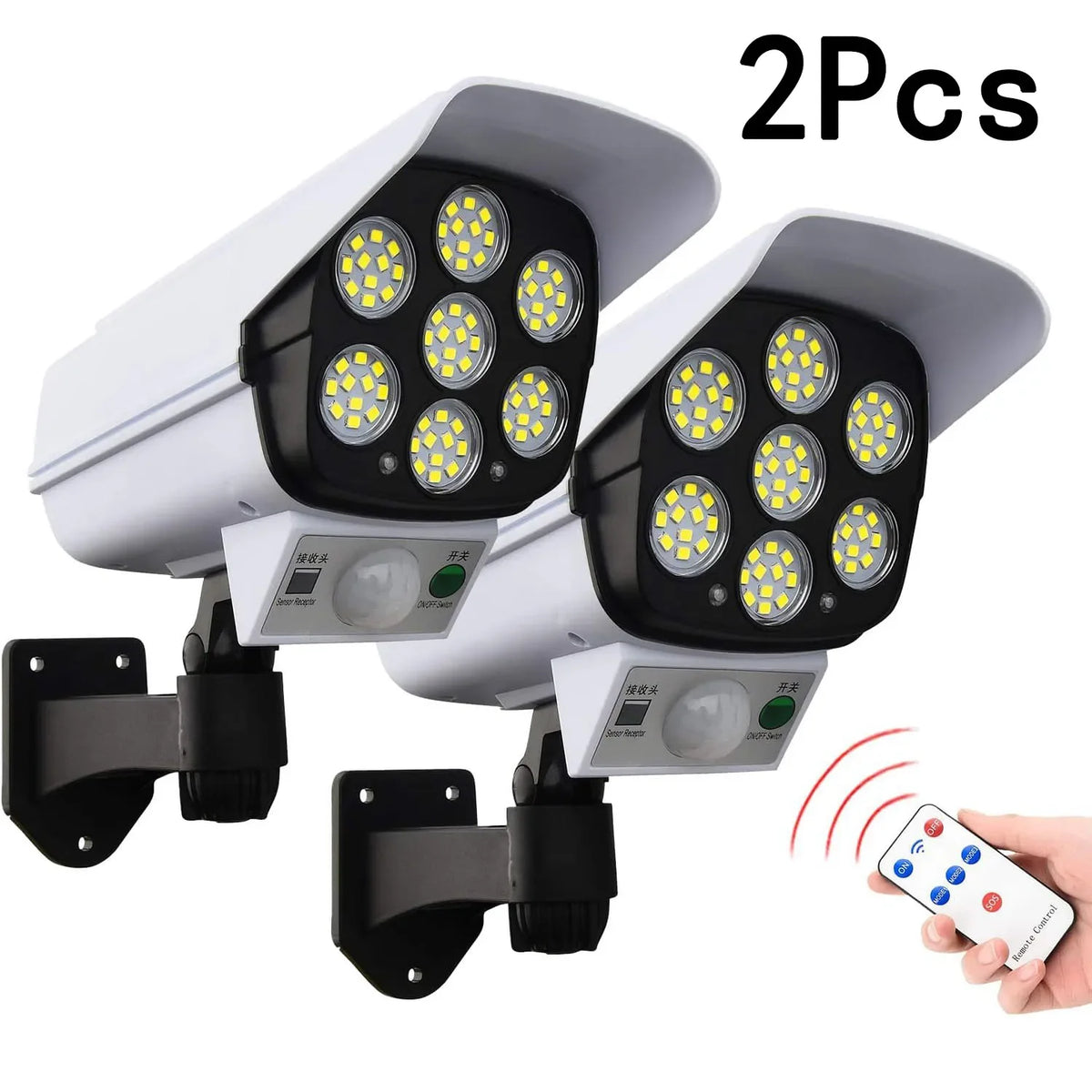 lumière solaire détecteur mouvement caméra imitation 77 led moderne blanc noirextérieur télécommande ip65