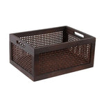 paniers rangement bois tressé brun foncé poignées rangement organisation respectueux environnement