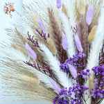 bouquet fleurs séchées naturel pampas violet beige intérieur décoration anniversaire baby showerHomeAssemblier