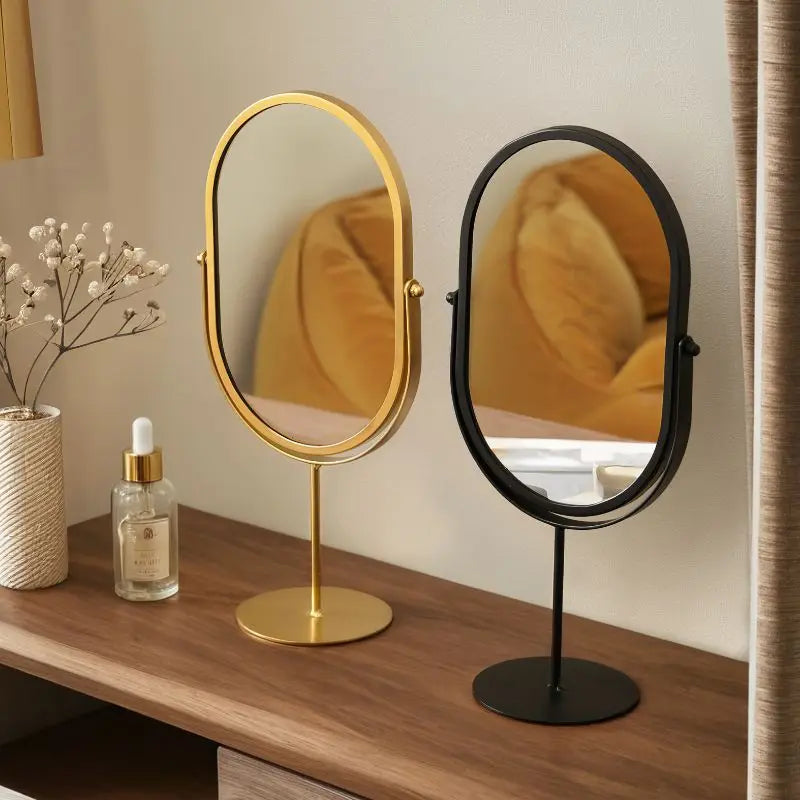 miroir table ovale cadre métallique pivotant or argent noir moderne minimaliste parfum fleurs séchées