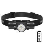 lampe frontale led rechargeable type 10w noir bandeau élastique réfléchissant moderne utilitaire camping