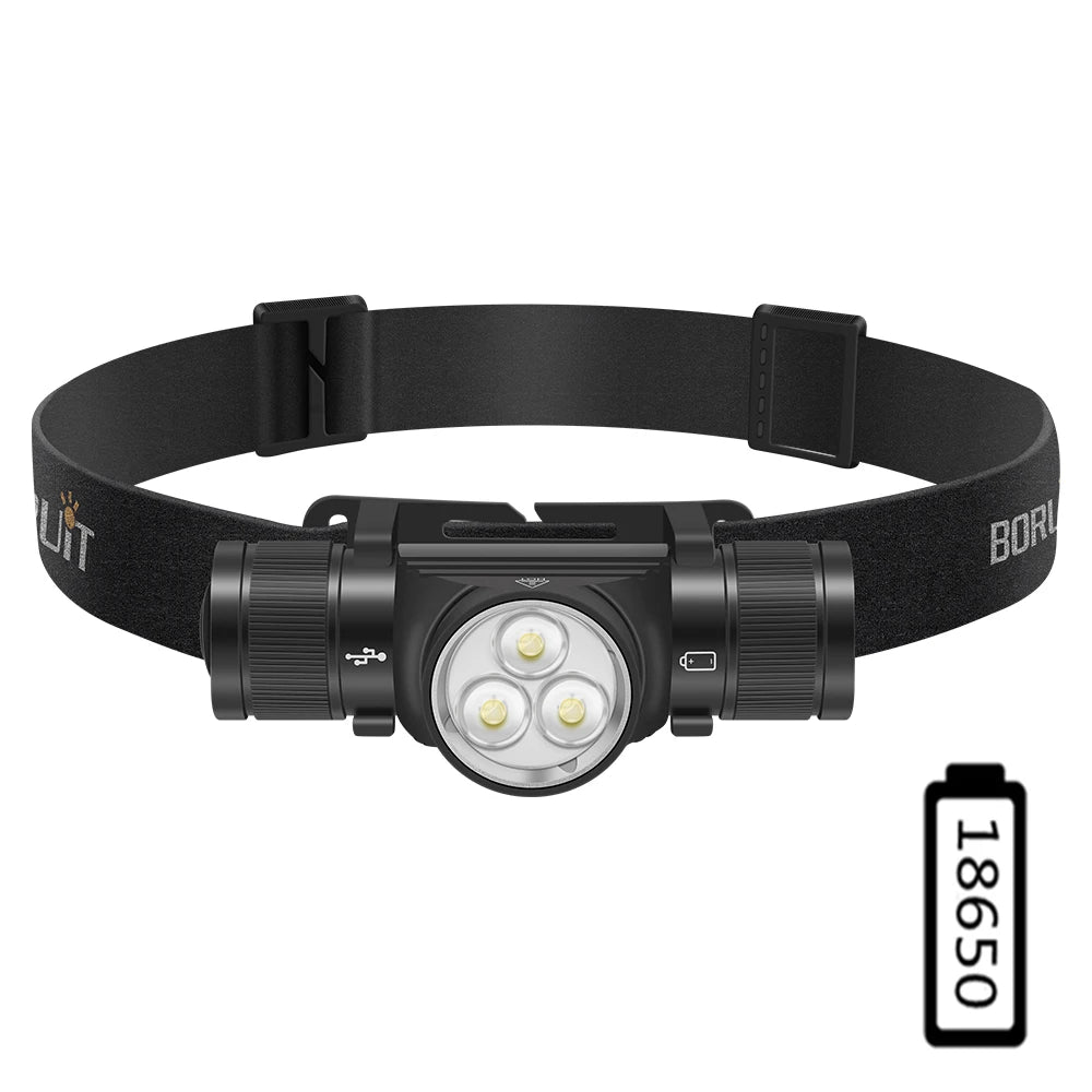 lampe frontale led rechargeable type 10w noir bandeau élastique réfléchissant moderne utilitaire camping