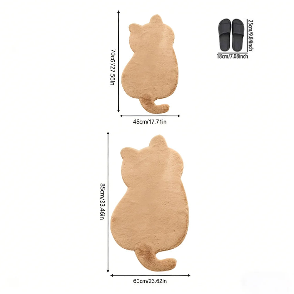 tapis pelucheux forme chat moderne beige blanc rose noir antidérapant douxintérieur chambre salon