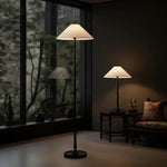 lampe sol moderne bambou noir rayures verticales abatjour tissu 11w led 90260v